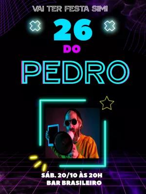 Convite de Aniversário Neon com Foto para Editar Online