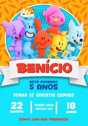 Convite Aniversário Turma do Cueio Gato Galáctico para Editar