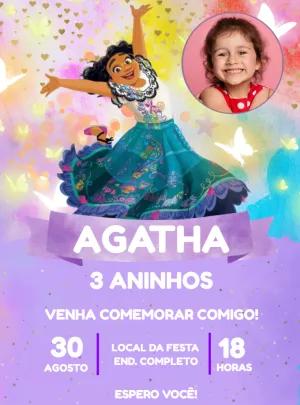 Convite Aniversário Encanto com Foto para Editar Online