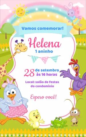 Convite de Aniversário Galinha Pintadinha para Editar Online