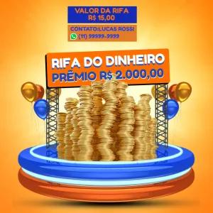 Modelo de Rifa de Dinheiro Editável para Divulgar Online