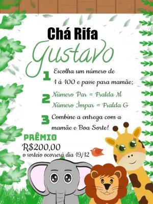 Convite Chá Rifa Safari com Animais para Editar Online