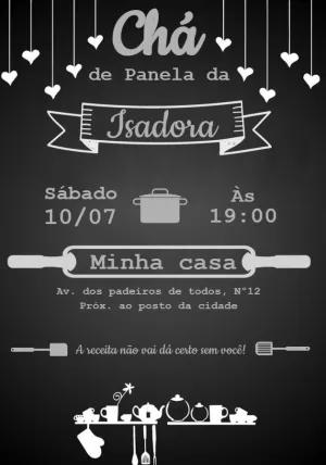 Convite de Chá de Panela Quadro Negro para Editar Online