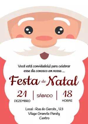 Convite de Natal Papai Noel Fofo para Editar Online