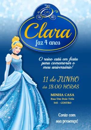 Convite de Aniversário Cinderela para Editar Online