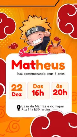 Convite de Aniversário Naruto para Editar Online