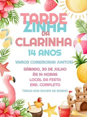 Convite Aniversário Tardezinha Tropical para Editar Online