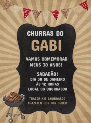 Convite de Aniversário Churrasco Rústico para Editar Online