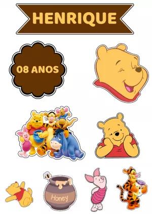 Topo de Bolo Ursinho Pooh: Kit Festa para Editar e Imprimir