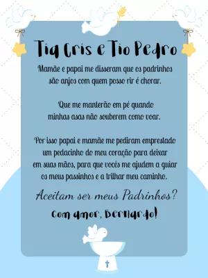 Convite Padrinhos de Batismo Anjinhos para Editar Online