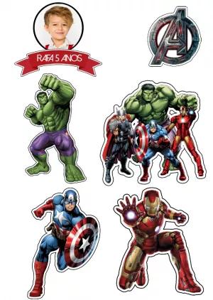 Topo de Bolo Vingadores para Aniversário para Editar Online