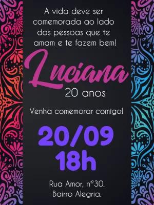 Convite de Aniversário Mandala Colorida para Editar Online