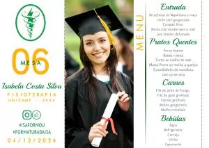 Menu de Formatura Fisioterapia com Foto para Editar Online