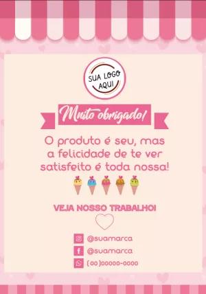 Cartão Obrigado pela Compra Sorveteria para Editar Online