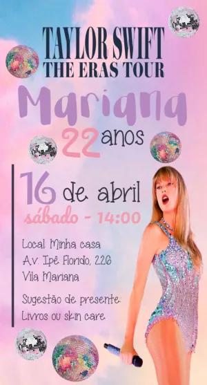 Convite Aniversário Taylor Swift The Eras Tour para Editar Online
