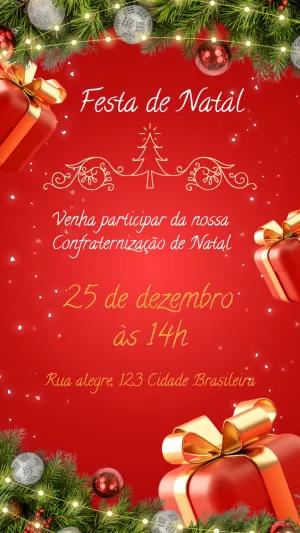 Convite de Natal Elegante com Presentes para Editar Online