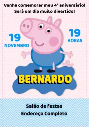 Convite de Aniversário George Pig para Editar Online