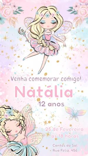 Convite de Aniversário Fadas Encantadas para Editar Online