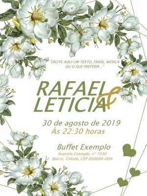 Convite de Casamento Floral com Rosas Brancas para Editar