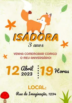 Convite de Aniversário Raposa do Bosque para Editar Online