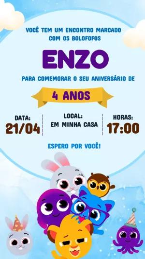 Convite de Aniversário Bolofofos para Editar Online