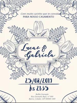 Convite de Casamento Floral Clássico para Editar Online