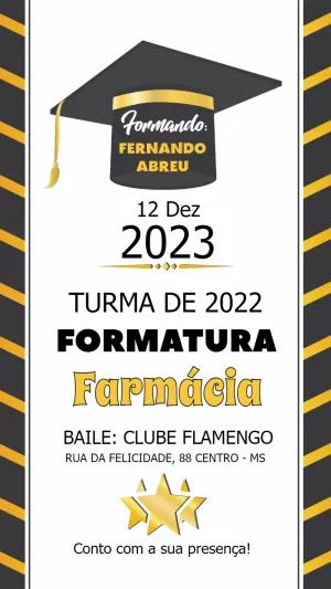 Convite Formatura Farmácia Moderno para Editar Online