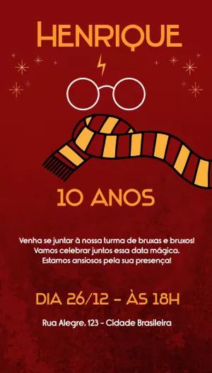 Convite de Aniversário Harry Potter Mágico para Editar Online