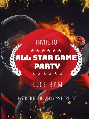 Convite de Festa Futebol Americano em Chamas para Editar
