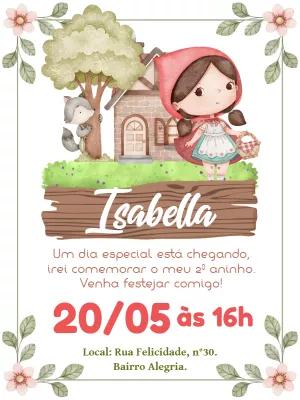 Convite Aniversário Chapeuzinho Vermelho para Editar Online