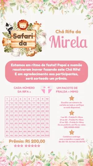Convite Chá Rifa Safari com Animais para Editar Online