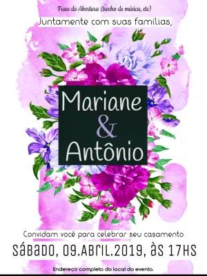 Convite de Casamento Floral Aquarela para Editar Online