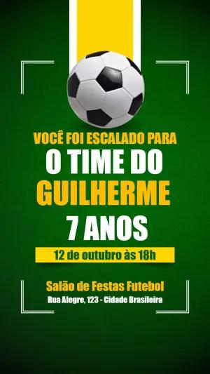 Convite de Aniversário Futebol Editável para Enviar Online