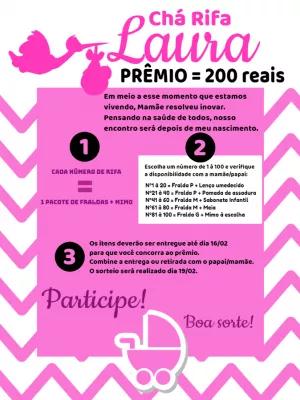 Convite Chá Rifa Cegonha Rosa para Editar e Imprimir