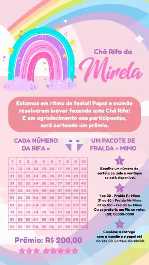 Convite Chá Rifa Arco Íris Delicado para Editar e Imprimir