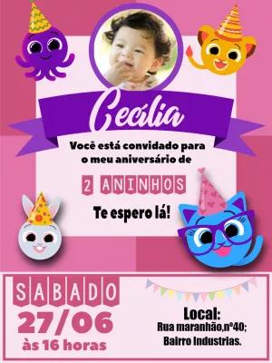 Convite de Aniversário Bolofofos com Foto para Editar Online