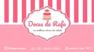 Cartão de Visita Doceria Listrado Rosa para Editar Online
