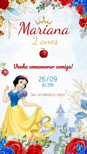 Convite Aniversário Branca de Neve para Editar Online