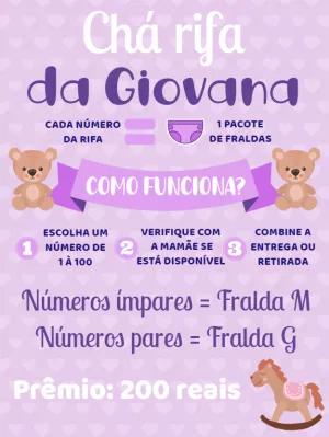 Convite Chá Rifa Ursinha Editável para Enviar Online