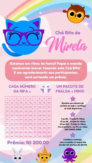 Convite Chá Rifa Bolofofos com Personagens para Editar Online