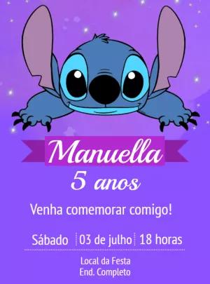 Convite de Aniversário Stitch para Editar Online e Imprimir