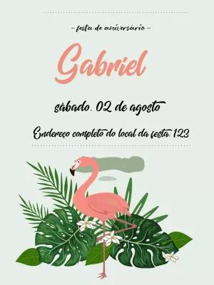 Convite de Aniversário Flamingo Tropical para Editar Online