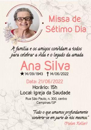 Convite Missa de Sétimo Dia com Foto Floral para Editar Online