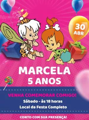 Convite Aniversário Pedrita e Bambam para Editar Online