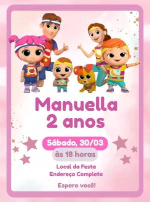 Convite de Aniversário Little Angel com Personagens para Editar