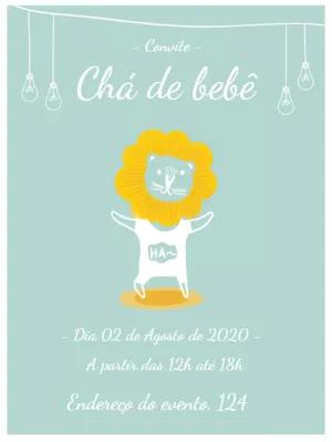 Convite Chá de Bebê Leãozinho Fofo para Editar Online