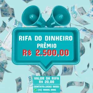 Modelo de Rifa de Dinheiro para Editar Online e Imprimir