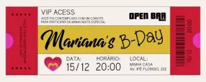 Convite Aniversário Ingresso Show VIP Editável Online