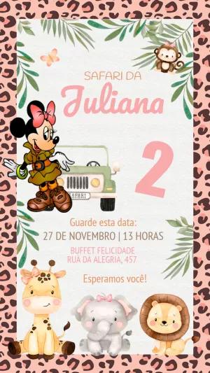 Convite de Aniversário Safari da Minnie para Editar Online