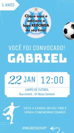 Convite Aniversário Futebol Ingresso Editável Online